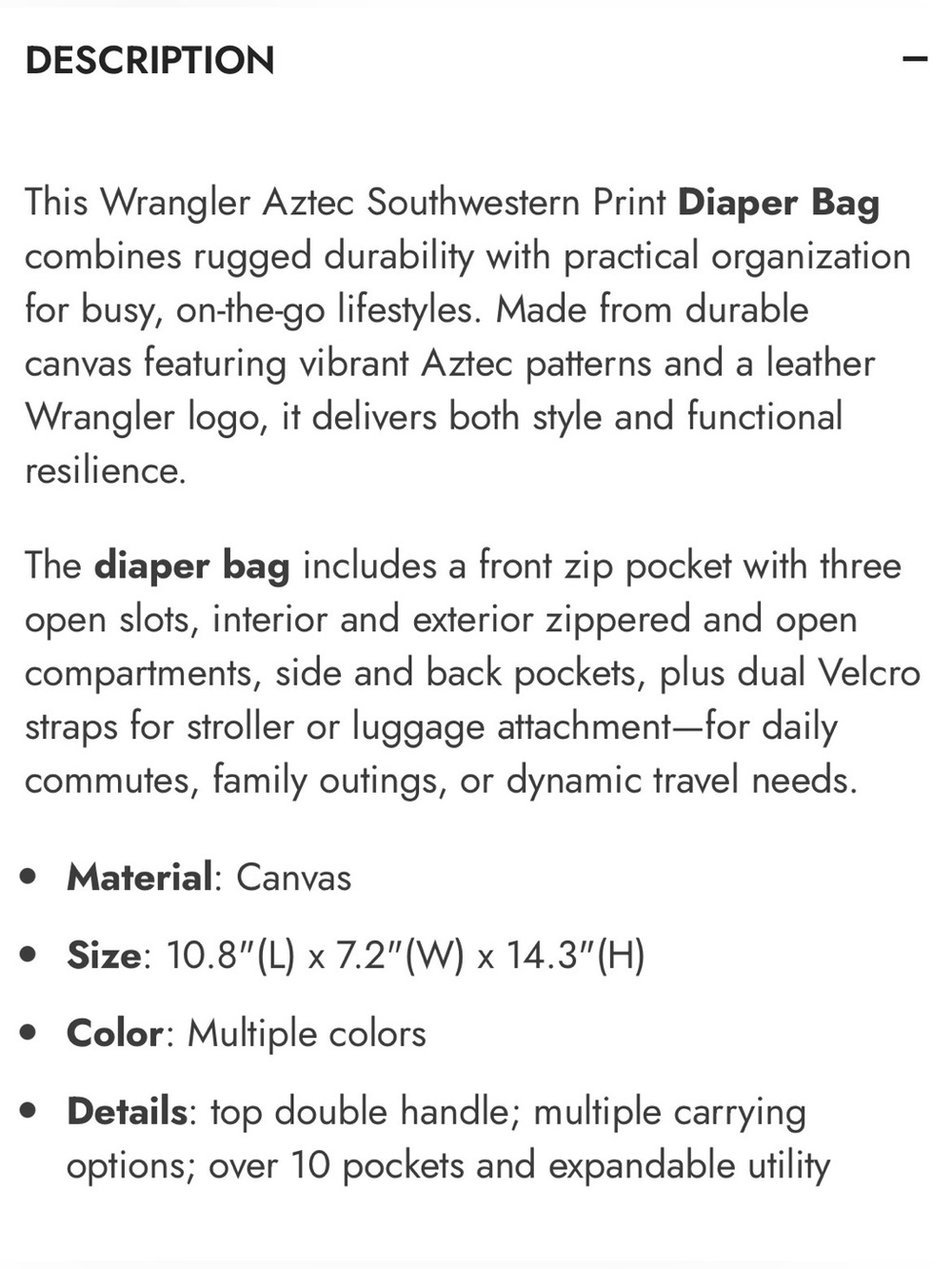 Wrangle Diaper Bag Backpack, Purple Aztec Print, Western, Insulated Pockets - Picture 9 of 9